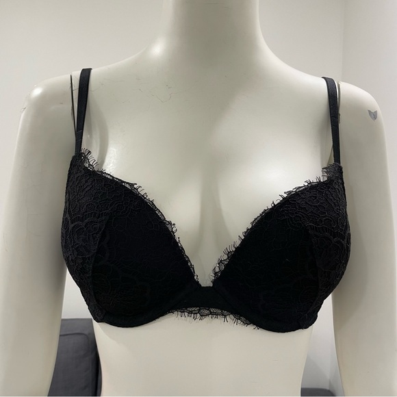 VICTORIA'S SECRET Dream Angels Underwire Push-Up Lace Bra Size 34C Sheer Sides - Picture 1 of 15